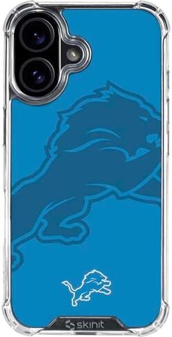 Skinit Clear Phone Case Compatible with iPhone 16 - Officially Licensed NFL Detroit Lions Black & White Design in Kuwait