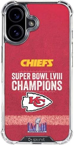 Skinit Clear Phone Case Compatible with iPhone 16 - Officially Licensed NFL Kansas City Chiefs Design in Saudi Arabia