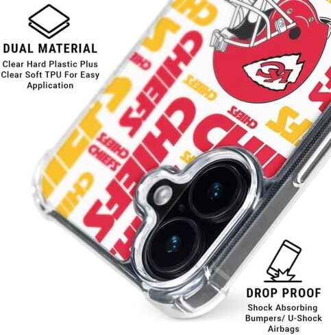 Skinit Clear Phone Case Compatible with iPhone 16 - Officially Licensed NFL Kansas City Chiefs Design in Saudi Arabia
