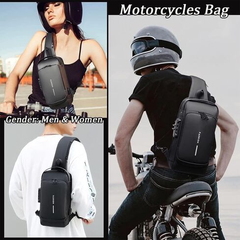 New Carbon Fiber Streamline Anti-Theft Sling Bag, USB Charging Sport Sling Sport Waterproof Anti Theft Shoulder Bag (Gold) in Saudi Arabia
