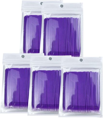 500PCS Micro Cotton Swabs, Disposable Micro Brushes Lip Applicators for Makeup and Personal Care Cosmetic Brush, Micro Swabs for Eyeliner, Eyelash Extensions, Nails (Purple) in Kuwait
