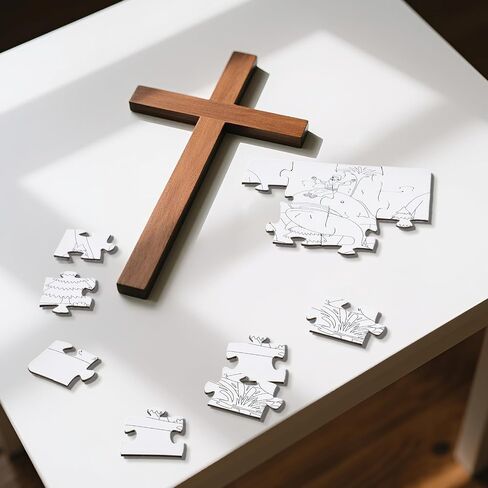24 Pack Christian Easter Colly Bashles Jigsaw for Kids ، Jesus Easter Diy Paper Jigsaw for Jessy Sunday School Classrich in Kuwait