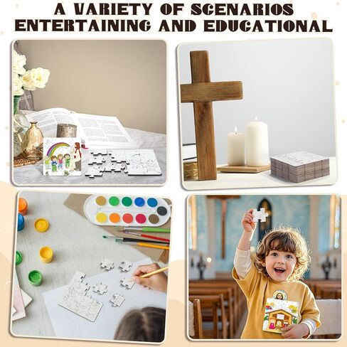 24 Pack Christian Easter Colly Bashles Jigsaw for Kids ، Jesus Easter Diy Paper Jigsaw for Jessy Sunday School Classrich in Kuwait