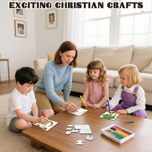 24 Pack Christian Easter Colly Bashles Jigsaw for Kids ، Jesus Easter Diy Paper Jigsaw for Jessy Sunday School Classrich in Kuwait