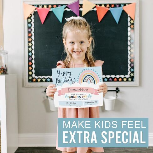 Birthday Certificates for Students – 25 Happy Birthday Classroom Awards for Kids, Classroom Supplies for Teachers, School Gifts, Retro Certificate Awards in Saudi Arabia