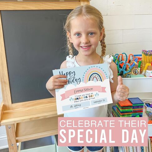 Birthday Certificates for Students – 25 Happy Birthday Classroom Awards for Kids, Classroom Supplies for Teachers, School Gifts, Retro Certificate Awards in Saudi Arabia