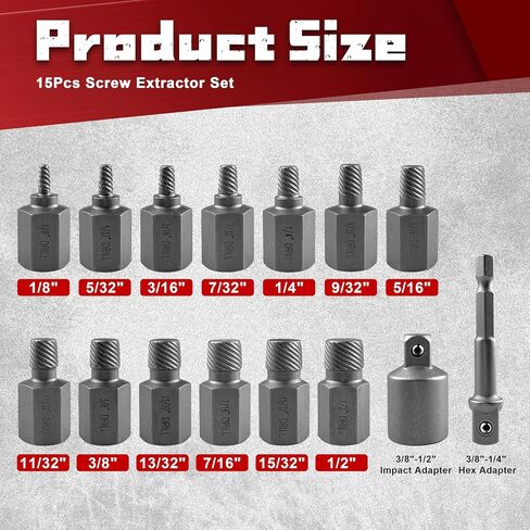 STXDY 32Pcs Bolt Extractor Kit,Stripped Bolt Extractor Kit,Easy Out Bolt Remover Set for Rusted, Rounded, Damaged Nuts Screws in Kuwait
