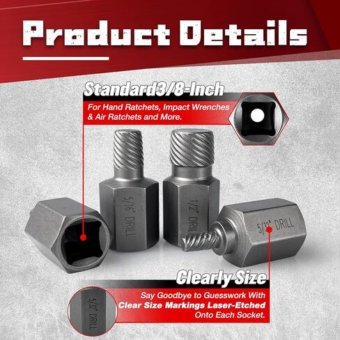 STXDY 32Pcs Bolt Extractor Kit,Stripped Bolt Extractor Kit,Easy Out Bolt Remover Set for Rusted, Rounded, Damaged Nuts Screws in Kuwait