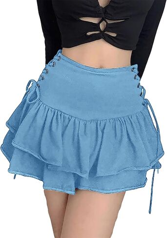 TSMNZMU Women's Goth Mini Skirts - Punk Grunge High Waist Emo Alt Mall Gothic Harajuku Lolita Skirts in Saudi Arabia