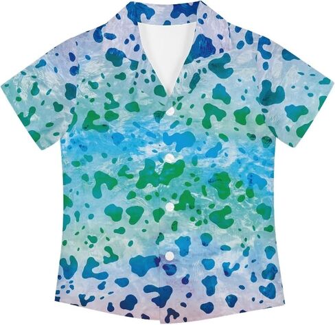 Boy Short Sleeve Button Down Shirt Novelty Hawaiian Aloha Shirts Beach Vacation Shirts in Saudi Arabia