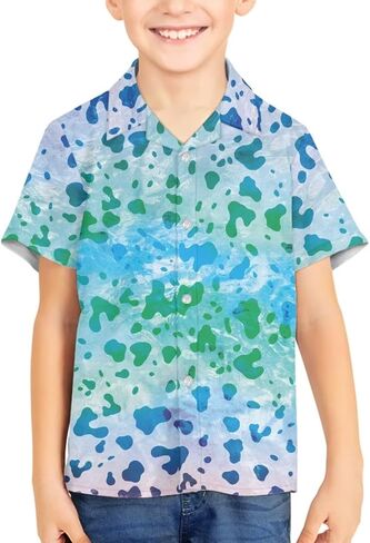 Boy Short Sleeve Button Down Shirt Novelty Hawaiian Aloha Shirts Beach Vacation Shirts in Saudi Arabia