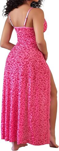 Hilinker Womens Plus Size Leopard Mesh Lingerie Dress Distlic in Saudi Arabia