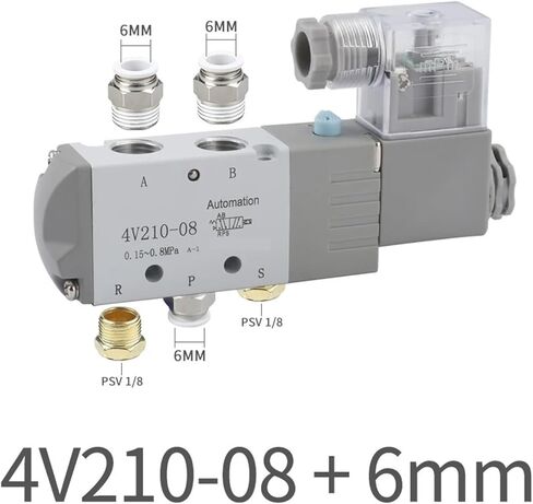 4V210-08 Pneumatic Solenoid Compressed Air Control Valve Switch Tool Tools 2 Way Position 5 Port G1/4 4V21008 DC24V 24V AC220V 1Pcs(4V210-08 - 6MM,220V AC) in Kuwait