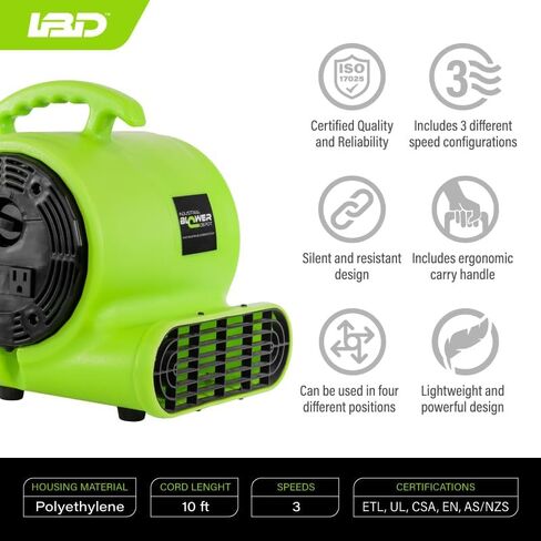 FDP12HP Floor Dryer Multi-Stacked 1,000CFM & 1/2 HP | Super quiet, UV resistant and tested for vibration resistance | Certified Quality & Reliability Industrial Blower Depot in Saudi Arabia