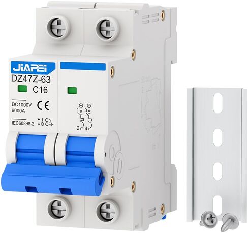 DC Miniature Circuit Breaker, 1000V 2 Pole 63 Amp Isolator for Solar PV System, Thermal Magnetic Trip DIN Rail Mount, C63 DC Disconnect Switch in Kuwait