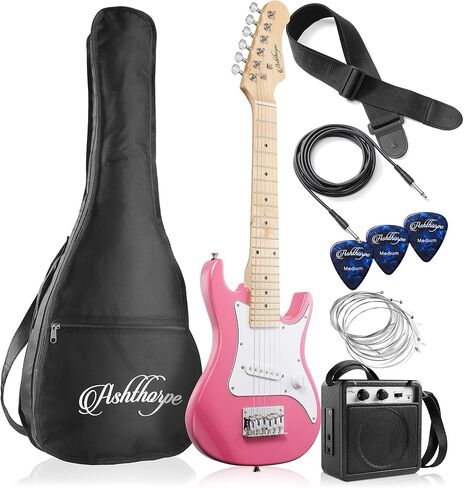 Ashthorpe 30-inch Beginner Electric Guitar Kit with Amplifier (Black), Basic Starter Package w/Gig Bag, Strings, Strap, Picks in Kuwait