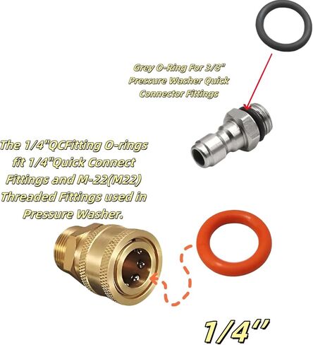 Pressure Washer O Rings 1/4" Quick Coupler O-Rings New Orange Seal Kits 100-Packs in Kuwait