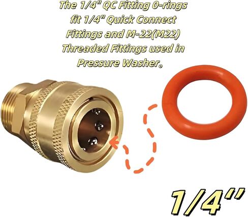 Pressure Washer O Rings 1/4" Quick Coupler O-Rings New Orange Seal Kits 100-Packs in Kuwait
