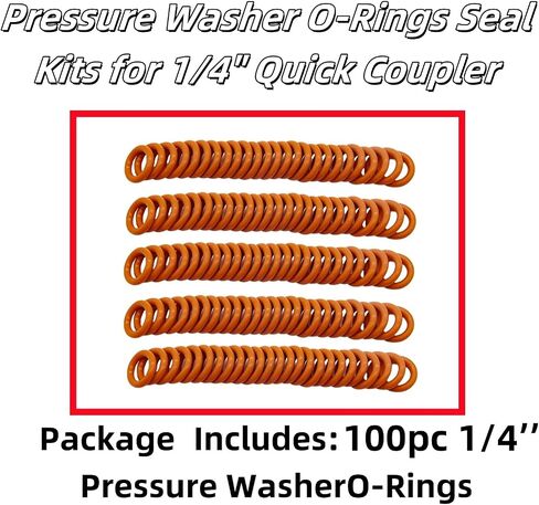 Pressure Washer O Rings 1/4" Quick Coupler O-Rings New Orange Seal Kits 100-Packs in Kuwait