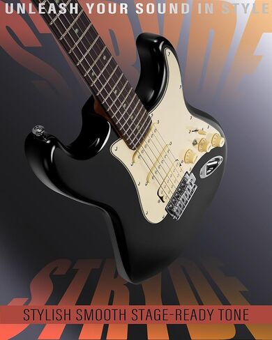 AKLOT Stryde Electric Guitar with Coil-Split: Roasted Maple Neck, Flame Maple Graphic Top, HSS Ceramic Pickups, Beginner Guitar Kit with 10W Amp, Gig Bag, Strap, Picks, Lesson Book, Violet Venom in Kuwait