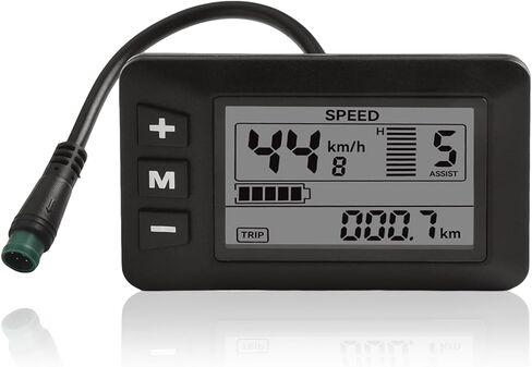5Pins Electric Bike LCD Display Meter, 24V 36V 48V E Bike Control Panel For Handlebars Approximately Φ22.2mm / Φ0.87in, Waterproof Connector, No.2 Communication Protocol in Kuwait