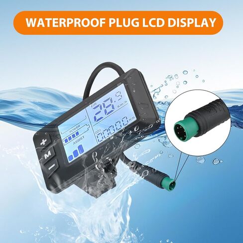 5Pins Electric Bike LCD Display Meter, 24V 36V 48V E Bike Control Panel For Handlebars Approximately Φ22.2mm / Φ0.87in, Waterproof Connector, No.2 Communication Protocol in Kuwait