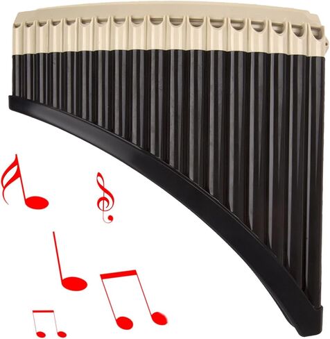 Pan Flutes Folk Musical Instrument, Sliding Mouth Blowing Resin Pan Pipe Traditional for Woodwind Gifts Musical Gift, 18 Pipes brown in Saudi Arabia