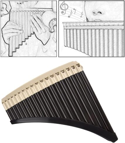Pan Flutes Folk Musical Instrument, Sliding Mouth Blowing Resin Pan Pipe Traditional for Woodwind Gifts Musical Gift, 18 Pipes brown in Saudi Arabia