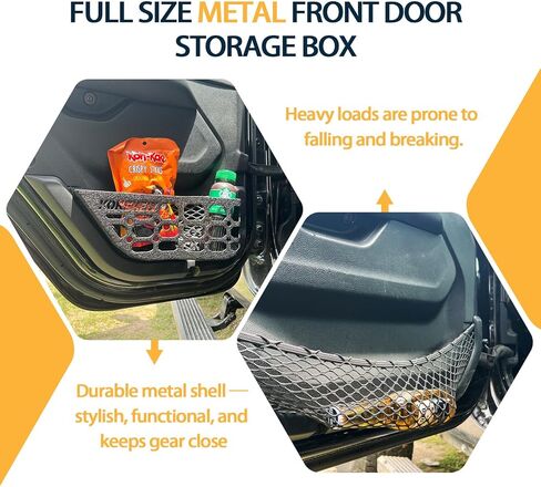 لوحات الباب الأمامي الجيب Molle متوافقة مع 2018-2024 Wrangler JL 2/4 Door & 2020-2024 Gladiator JT | زغب السطح | ودية للجلد | مربع تخزين الصلب يحل محل الشبكة التراكية الضعيفة in Kuwait