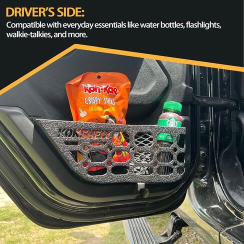 لوحات الباب الأمامي الجيب Molle متوافقة مع 2018-2024 Wrangler JL 2/4 Door & 2020-2024 Gladiator JT | زغب السطح | ودية للجلد | مربع تخزين الصلب يحل محل الشبكة التراكية الضعيفة in Kuwait