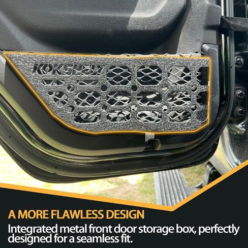 لوحات الباب الأمامي الجيب Molle متوافقة مع 2018-2024 Wrangler JL 2/4 Door & 2020-2024 Gladiator JT | زغب السطح | ودية للجلد | مربع تخزين الصلب يحل محل الشبكة التراكية الضعيفة in Kuwait