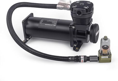 3/8NPT Heavy Duty 200 PSI Air horn Compressor kit with 1/4NPT Converter head and Oil water separator, Fittings for 12V Cars/Train/Truck,Air Suspension horn Compressor SILVER in Saudi Arabia