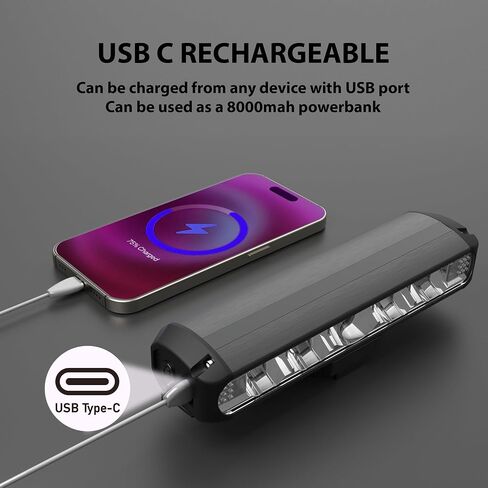 Super Bright Bike Lights for Night Riding, High Lumen Bicycle Light Front and Rear, USB C Rechargeable Bike Headlight and Tail Light Set, LED Bar Light for MTB Mountain Road Bicycle in Kuwait