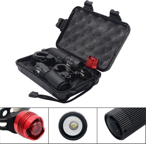 Front Light LED Bike Bicycle Cycle 1 Pair Zoomable Torch Front Light and Bicycle Rear Light Set in Saudi Arabia