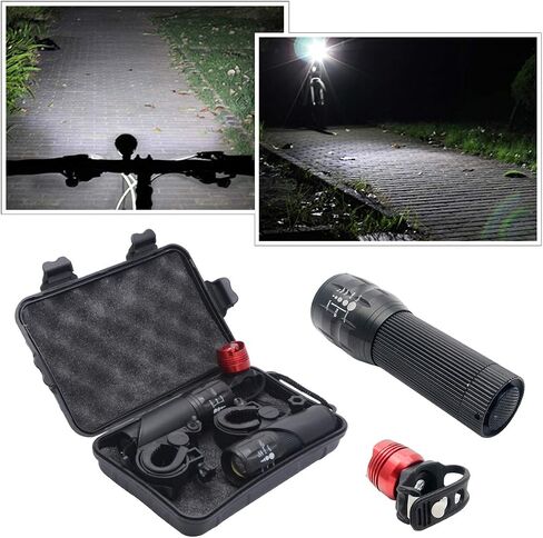 Front Light LED Bike Bicycle Cycle 1 Pair Zoomable Torch Front Light and Bicycle Rear Light Set in Saudi Arabia