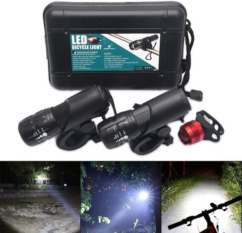 Front Light LED Bike Bicycle Cycle 1 Pair Zoomable Torch Front Light and Bicycle Rear Light Set in Saudi Arabia