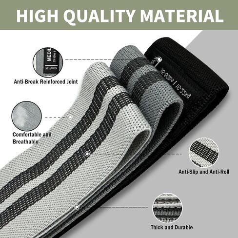 Non-Slip Fabric Resistance Bands for Working Out, Loop Exercise Bands for Booty Leg, Butt, Glute, Stretch Workout Bands for Women & Men, Hip Elastic Bands for Home Gym Fitness, Yoga, Pilates in Kuwait