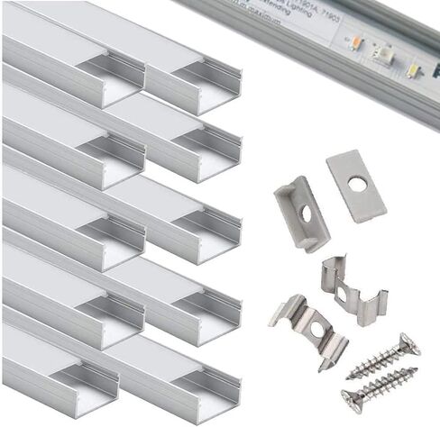 LED Aluminum Channel Wide 2m/6.6ft, Aluminum Profile 10-Pack with Complete Mounting Accessories for up to 16mm LED Strip Light, Perfectly Suit for 16mm LightStrip … in Saudi Arabia
