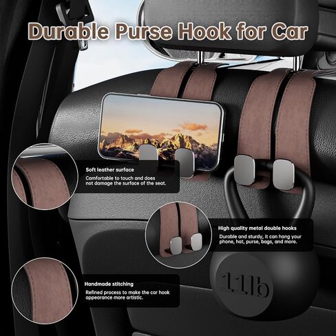 Car Seat Headrest Hook 2 Pack Upgrade Car Seat Back Double Hooks,Car Purse Hook Car Hooks for Purses,Bags and Mobile Phone,Car Organization Accessories in Saudi Arabia