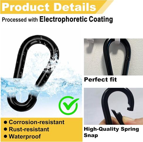 الربيع المفاجئة الخطاف الأسود carabiner ， أداة Sunxer Small Carabiner Clip Clip 1.57 بوصة 5 PCs in Kuwait