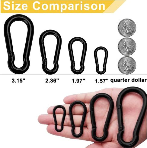 الربيع المفاجئة الخطاف الأسود carabiner ， أداة Sunxer Small Carabiner Clip Clip 1.57 بوصة 5 PCs in Kuwait
