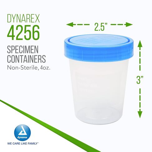 حاويات عينة Dynarex 4256 ، كوب عينة 4 أوقية معبأة ، مع تعبئة السائبة مع غطاء المسمار المقاوم للتسرب ، حزمة 500 in Saudi Arabia