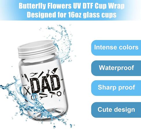 Plant Butterfly UV DTF Cup Wraps for 16 Oz, 8sheet Butterfly and Flower Rub on Transfers Decal for 16oz Glass Cups,Waterproof Transfer UV DTF Stickers for Glass,Cup Stickers Decals for DIY Crafts in Kuwait