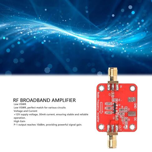 Bewinner 10dBm RF Broadband Amplifier, 10KHz-100MHz High Frequency, High Gain, Low VSWR, 12V DC, 30mA, P-1 Output 10dBm in Kuwait