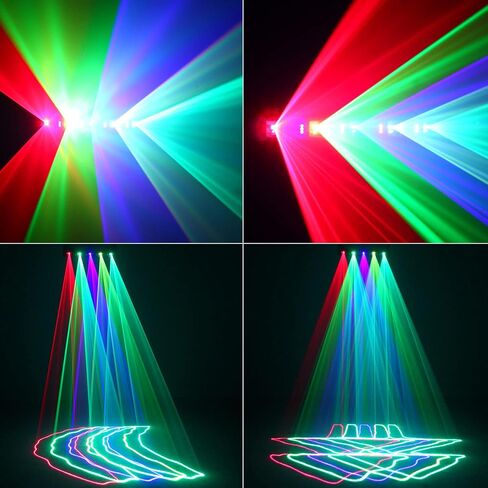 U'King DJ Laser Light ، 5 Beam Effect Sound Sound Activated DJ Party Lights RGBYC LED LASER LIGH in Kuwait