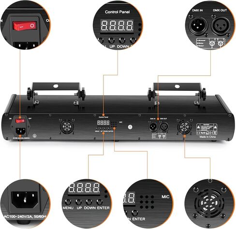 U'King DJ Laser Light ، 5 Beam Effect Sound Sound Activated DJ Party Lights RGBYC LED LASER LIGH in Kuwait