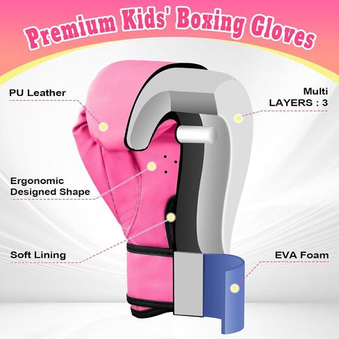 Kids Boxing Gloves for Boys & Girls, Youth Boxing Training Gloves for Kids Age 3 to 9 Years, 4OZ Training Sparring Gloves for Punching Bag Kickboxing Muay Thai MMA in Saudi Arabia