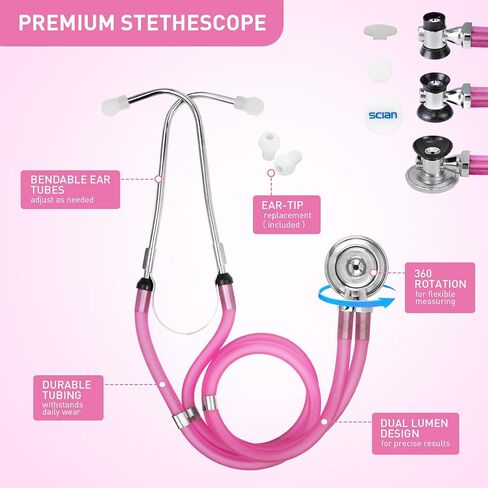 Scian 13 Pcs Stethoscope Case Kits, Supplies Inclued, Perfect Nurse Gift Stethoscope Holder for Nurse Medical Student, Pink Portable First Aid Kit Bag with Medical Scissor, Nurse Accessories for Work in Kuwait