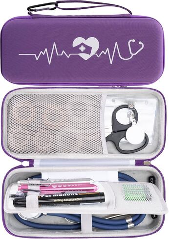 حافظة سماعة الطبيب SMYV - حقيبة حمل واقية ذات هيكل صلب لـ 3M Littmann Classic III/IV، MDF، سماعات الطبيب ADC، منظم التخزين الطبي للممرضات والأطباء وطلاب التمريض - وردي in Kuwait