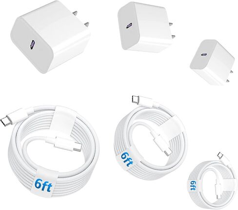 USB C Charger for Apple iPhone 16 15 Charger Fast Charging for iPad Pro Charger Fast Charging 10 Gen 13 12.9 11 10.9 inch 8.3" (2024 2022 2021 2020 2018), USB-C 6ft Cable 20w USB C Block White 1-Pack in Saudi Arabia